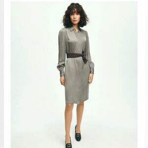 NEW Brooks Brothers  OLD $$ Pinstripe Belted Shirt silk 8 club Monaco